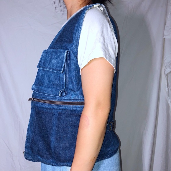 Vintage Fisherman Reversible Denim Camo Vest S-M - Picture 3 of 7